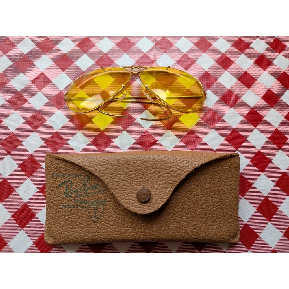 B&L RAY-BAN 1/10 12K GF GOLD FILLED YELLOW SHOOTER SUNGLASSES Vintage MINT